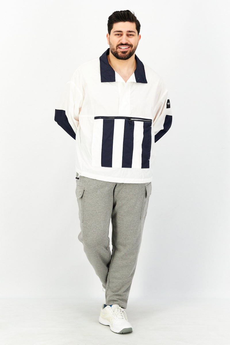 Aigle Men Long Sleeve Colorblock Windbreaker Jacket, Navy - Image 3