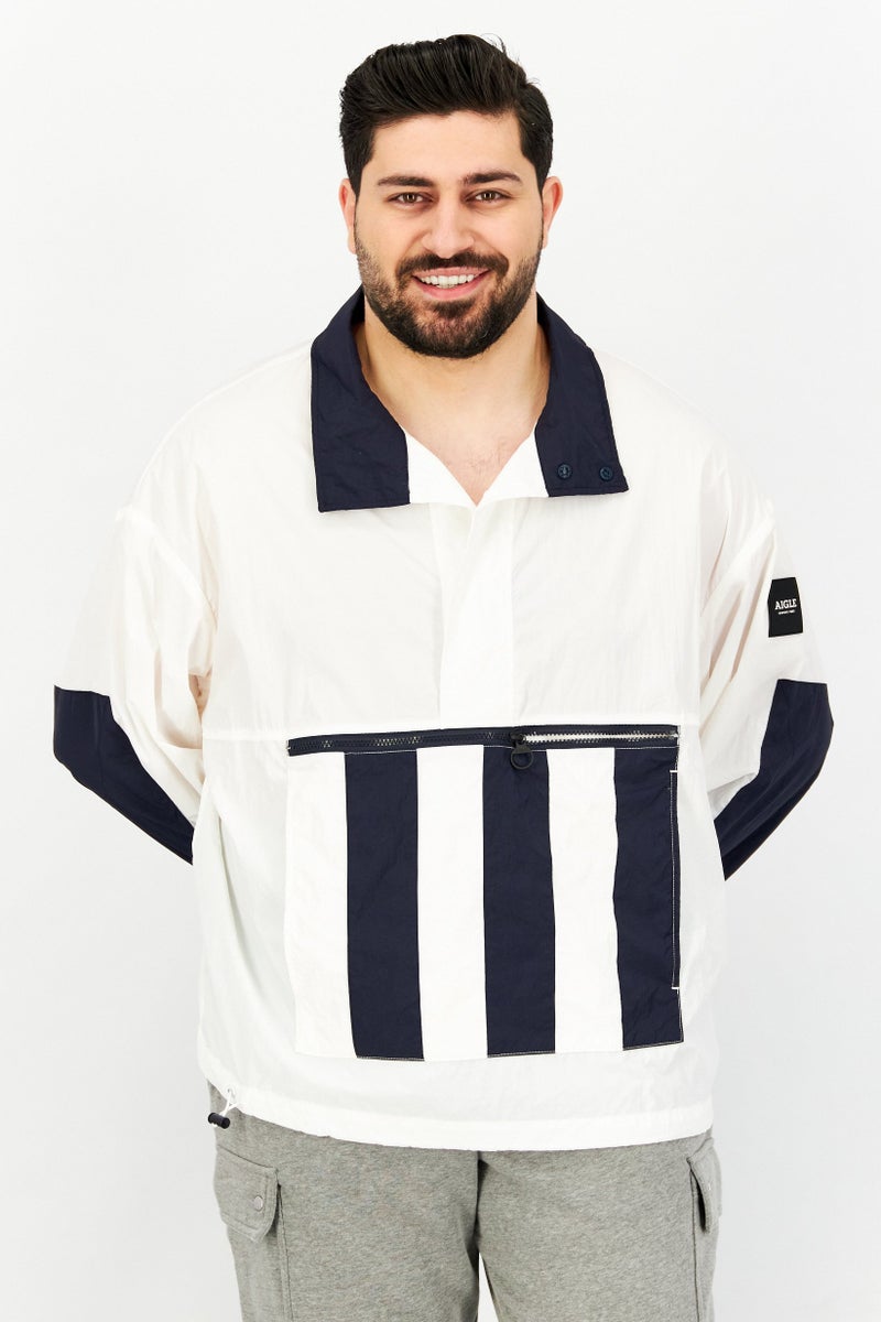 Aigle Men Long Sleeve Colorblock Windbreaker Jacket, Navy - Image 1