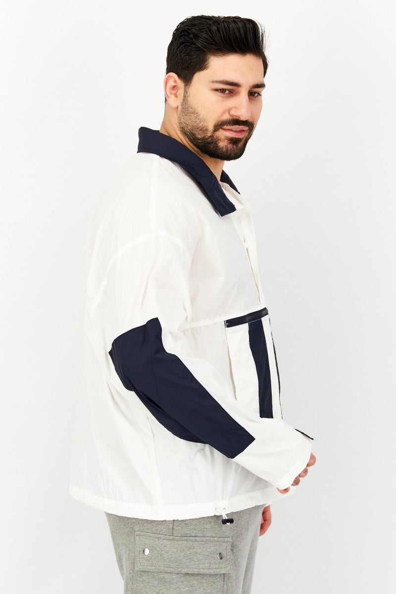 Aigle Men Long Sleeve Colorblock Windbreaker Jacket, Navy - Image 4