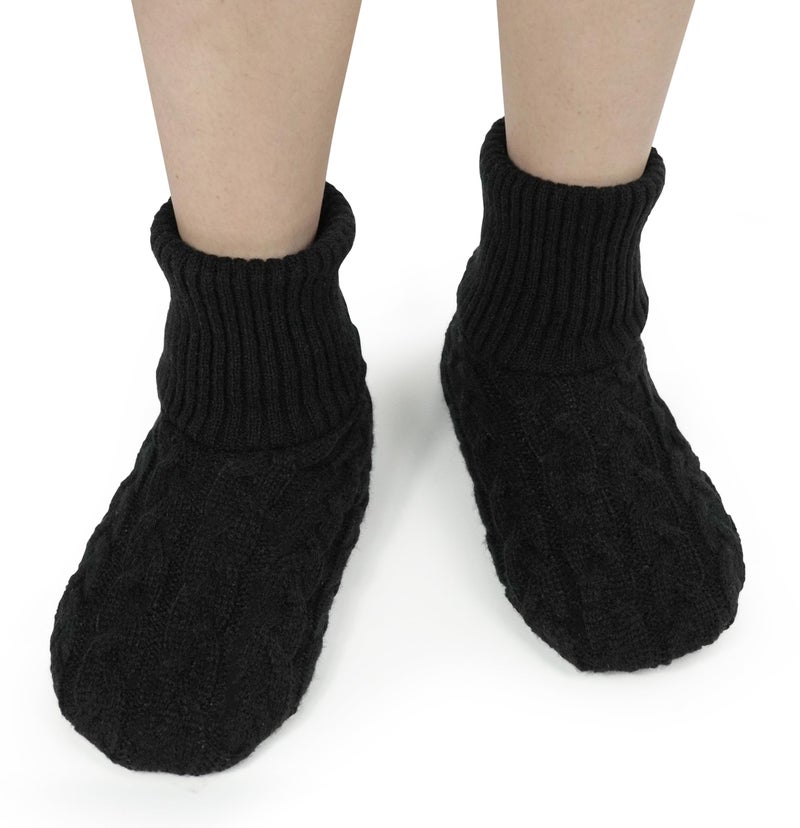 BenSorts Winter Thick Slipper Socks for Women Gift Warm Fleece Female House Socks Slipper with Grippers Black Size 6 7 8 - Image 2