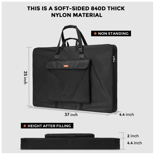 Nicpro Art Portfolio Bag 24 x 36 Inches Waterproof Nylon Artist Carrying Bag Soft Sided with Shoulder Strap Storage Case for Artwork Sketch Drawing Canvas Photography Poster Solar Panel - Image 3