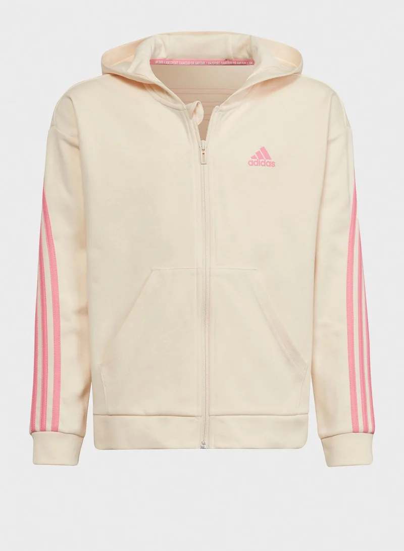 Adidas Youth 3 Stripe Hoodie