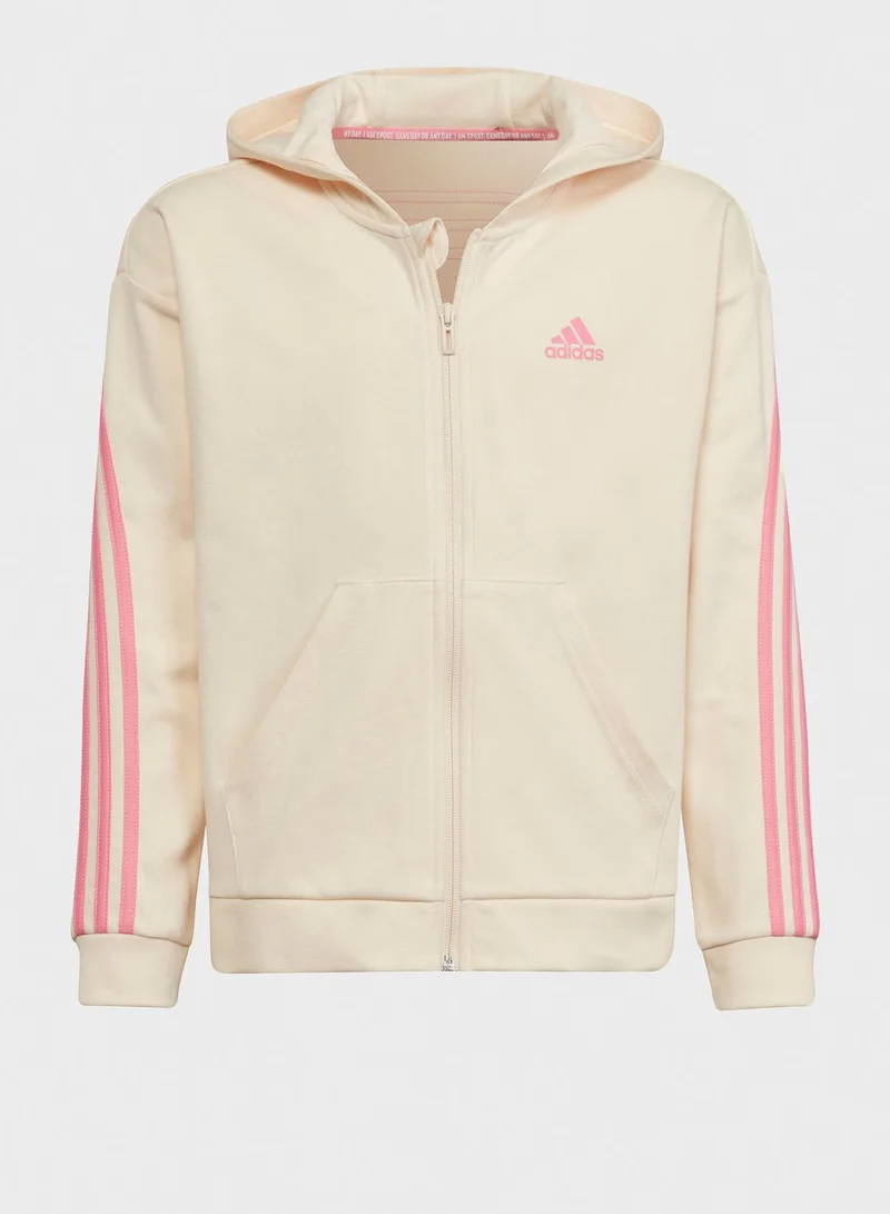 Adidas Youth 3 Stripe Hoodie