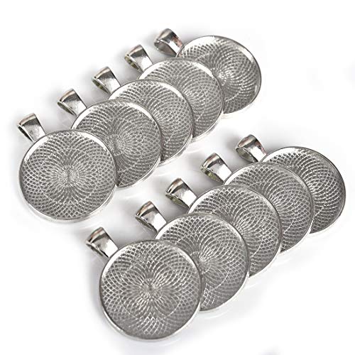 LANBEIDE 40 Pcs Silver Pendant Trays with 40 Pcs Clear Glass Cabochons - 1 Inch/25mm Round Bezels for Resin Craft, Photo Jewelry Making, Total 80 Pcs - Image 2