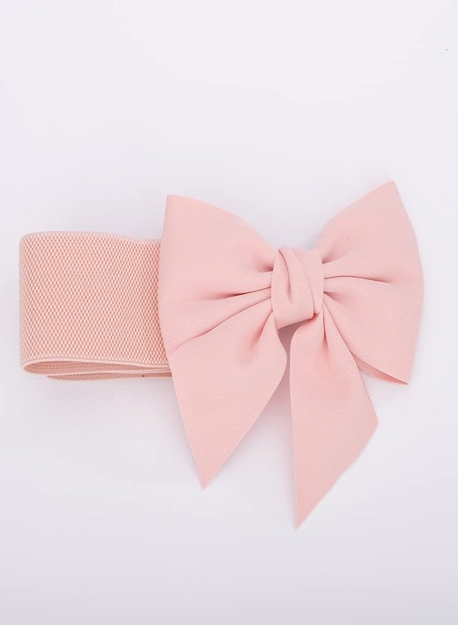 ويوپار حزام خصر مطاطي عريض مزين بفيونكة أنيقة للنساء من Wiwpar، إكسسوار رائع للفساتين، حزام خصر نسائي عتيق مزين بفيونكة كبيرة، حزام خصر كورسيه للنساء لحفلات التخرج (وردي) - Image 3