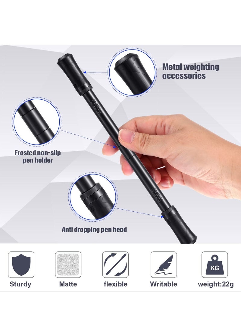 KASTWAVE 2 Pieces Finger Spinning Pen, Rolling Pen Game Stunt Pen with Tutorial, Release Stress Training Brain for Kids Adult Students Beginners (Black and Silver)  - Image 2