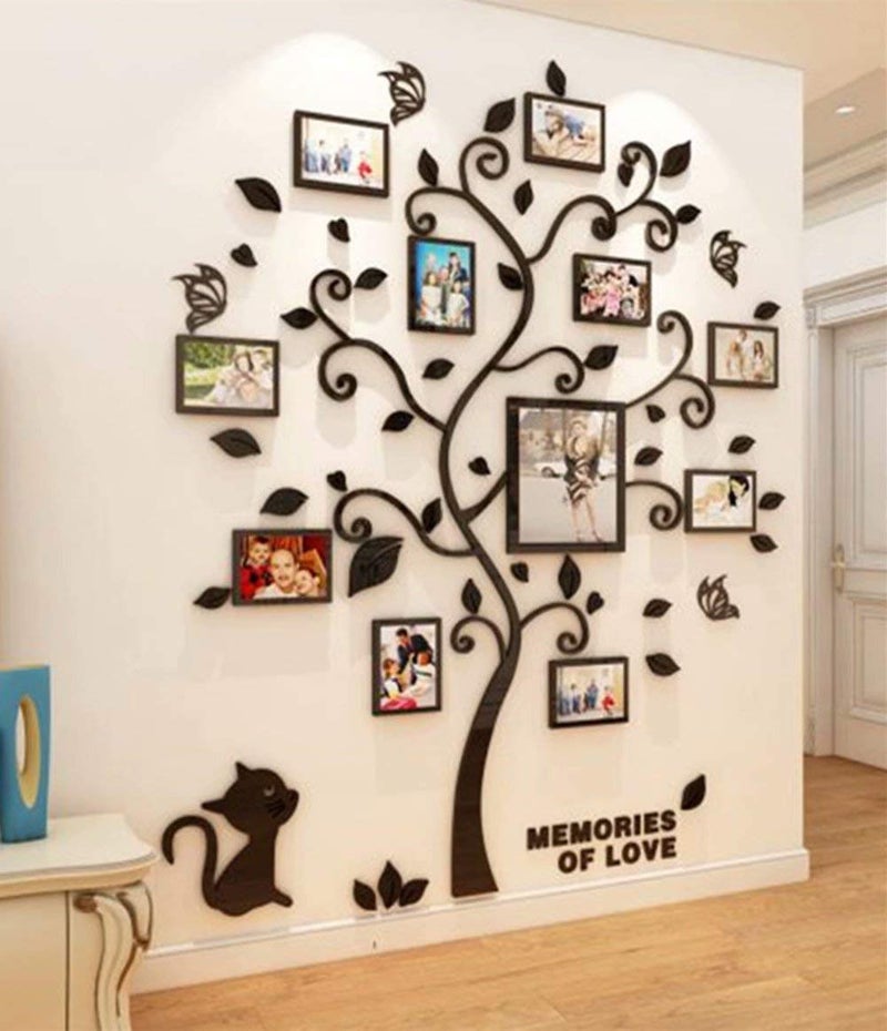 guangmu Guangmu 3D Tree Wall Stickers - Family Tree Wall Decor Black Trunk Picture Frame DIY Photo Frame Wall Decals Living Room Wall Decor (Black, Medium) - Image 2