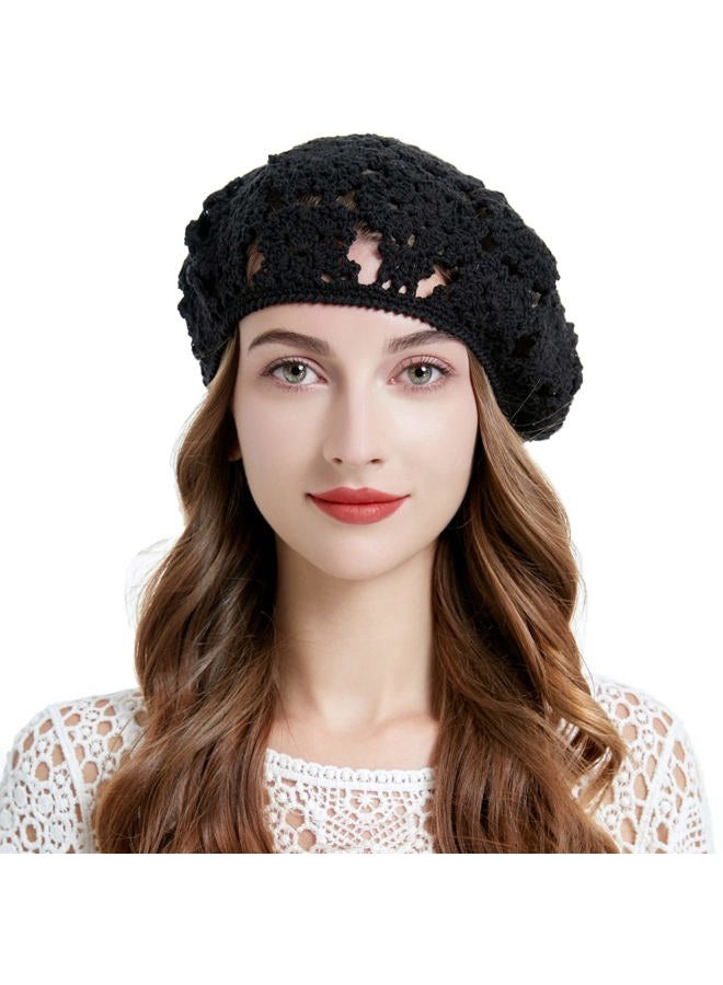 ZLYC Women's Beret, Floral Black, one Size fits Most - Image 1