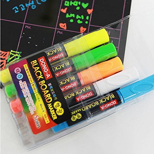 Dong-a 5 Color Fluorescent Neon Liquid Dry-erase Marker Pen Set for LED Black Menu Board,acrylic, Window (Green, Orange, White, Yellow, Blue) - Image 5