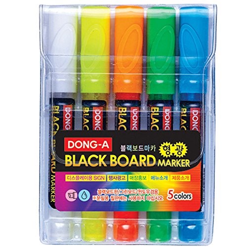 Dong-a 5 Color Fluorescent Neon Liquid Dry-erase Marker Pen Set for LED Black Menu Board,acrylic, Window (Green, Orange, White, Yellow, Blue) - Image 2