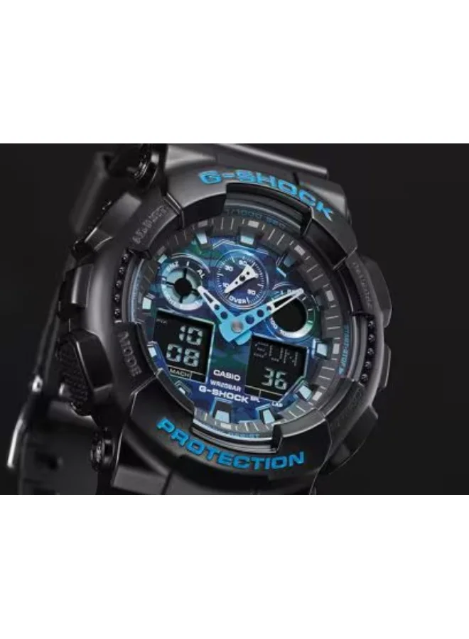 جي شوك ساعة رجالية GA-100CB-1A ريزن أنالوج-ديجيتال - 51.2 مم