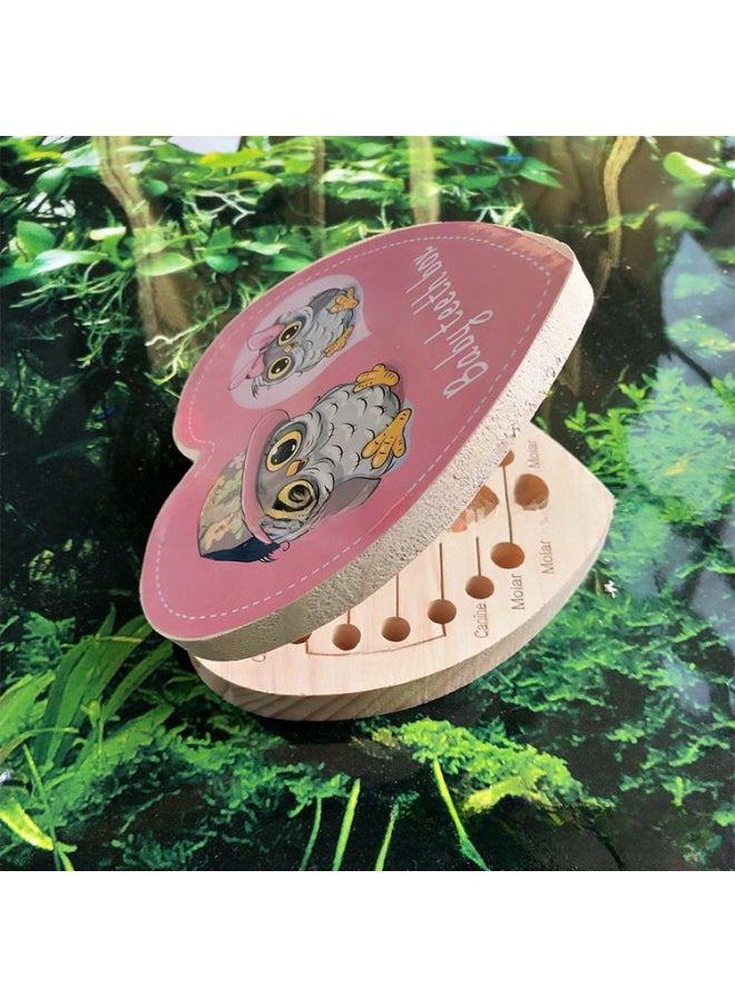 Ten Billion Wooden Deciduous Teeth Box Baby Deciduous Teeth Storage Wooden Box Color Printing Fetal Hair Deciduous Teeth Wooden Box Wholesale-Color:English Heart Hat  - Image 5