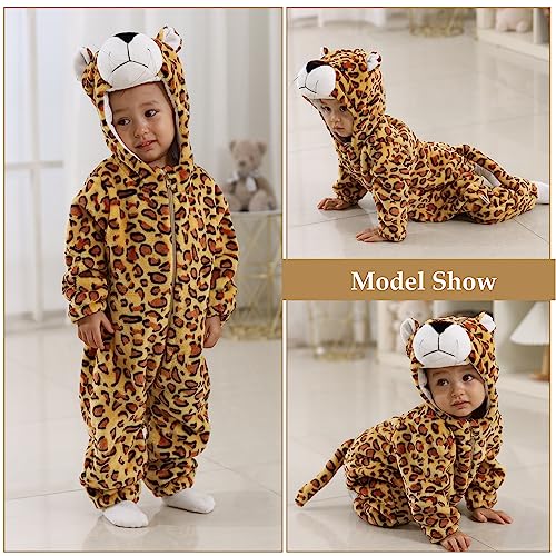 TONWHAR Unisex-Baby Animal Onesie Costume Cartoon Animal Outfit Homewear Kids' One-Piece Rompers(2-3 Months, Jaguar) - Image 4