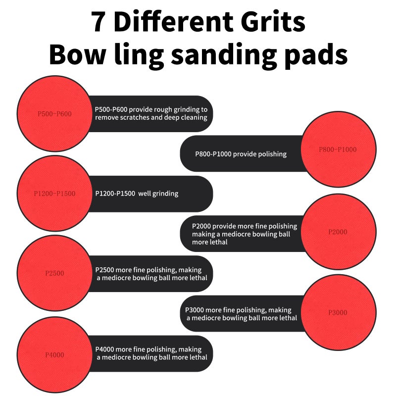 GSSHBR 16 Pack Bowling Sanding Pads Bowling Accessories Bowling Ball Sanding Sand Pads Resurfacing Polishing Cleaning Kit, Grit 500, 800, 1000, 1200, 1500, 2000, 2500, 3000ï¼Œ4000 - Image 3