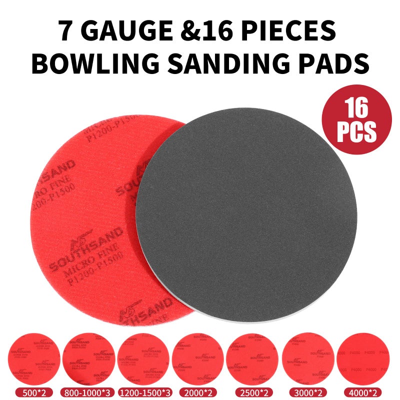 GSSHBR 16 Pack Bowling Sanding Pads Bowling Accessories Bowling Ball Sanding Sand Pads Resurfacing Polishing Cleaning Kit, Grit 500, 800, 1000, 1200, 1500, 2000, 2500, 3000ï¼Œ4000 - Image 2