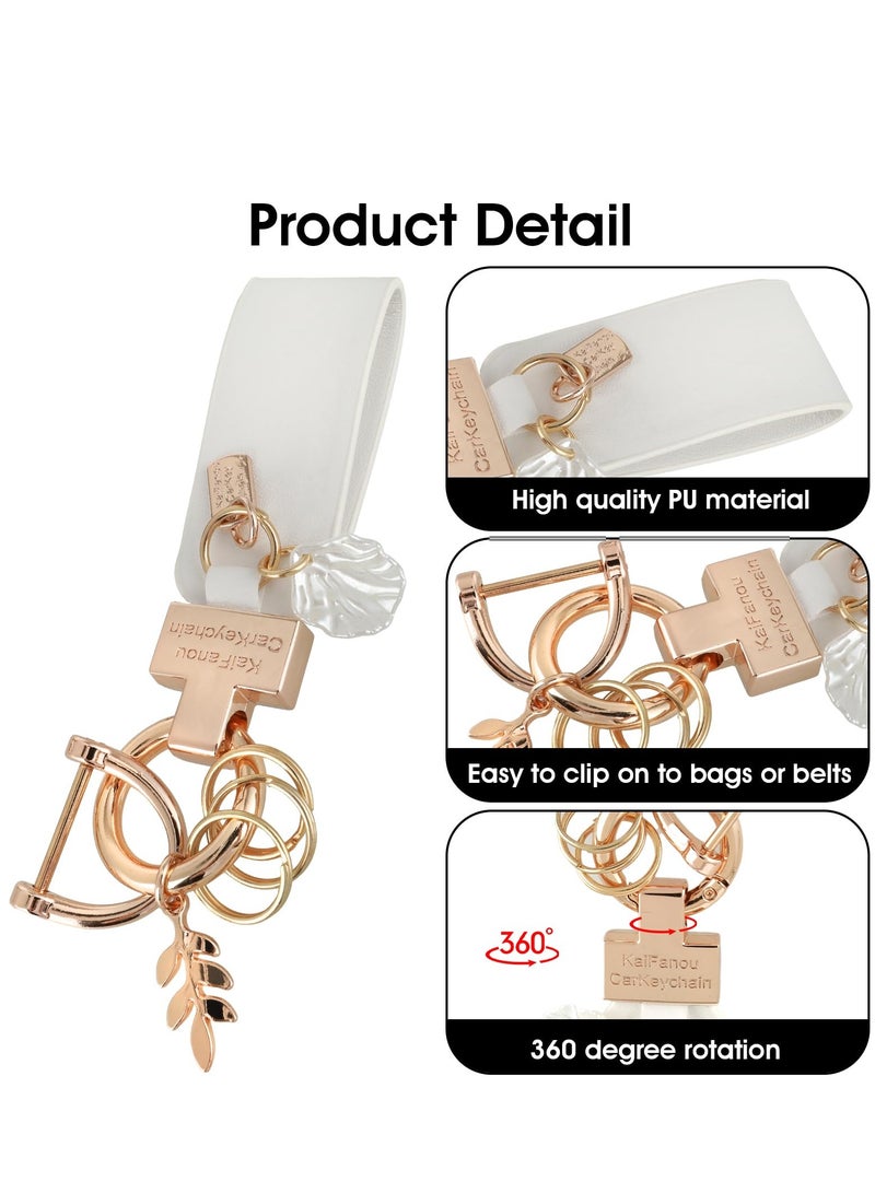 KASTWAVE 3pcs Car Keychain, Cute Shell Leather Key Fob Holder Car Metal Key Chains with Swivel D-Ring  Keyrings 1 Screwdriver - Image 4