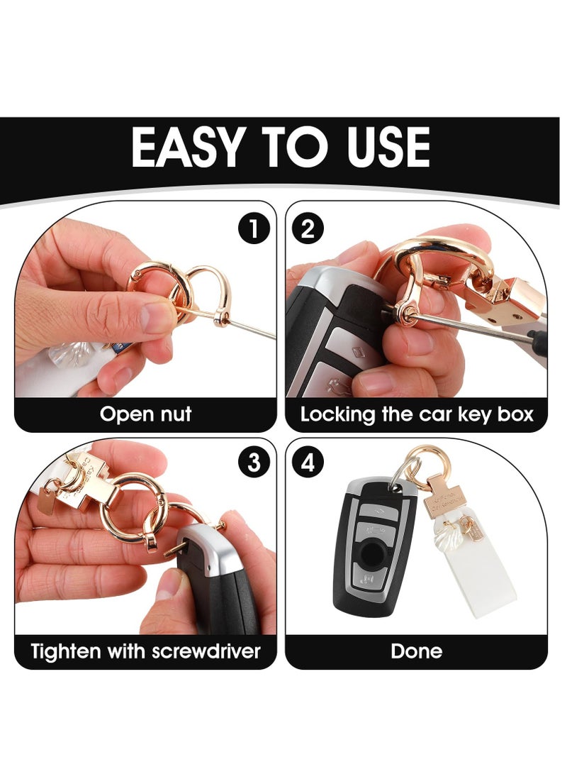 KASTWAVE 3pcs Car Keychain, Cute Shell Leather Key Fob Holder Car Metal Key Chains with Swivel D-Ring  Keyrings 1 Screwdriver - Image 3