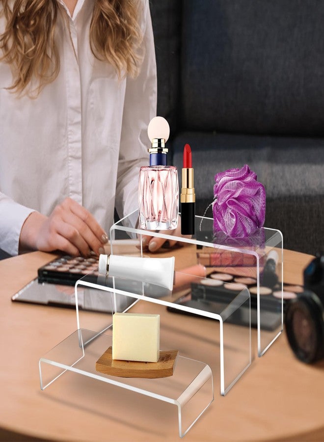 Jusalpha 6 Pcs 12" Large Acrylic Risers 5mm thickness Rectangular Display Shelf for Cupcake Stand, Tiered Display Stand for Funko Candy Shoe Showcase, Collectibles (6 PIeces) - Image 3