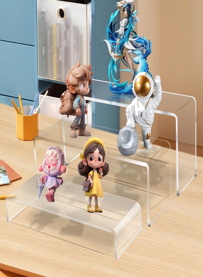 Jusalpha 6 Pcs 12" Large Acrylic Risers 5mm thickness Rectangular Display Shelf for Cupcake Stand, Tiered Display Stand for Funko Candy Shoe Showcase, Collectibles (6 PIeces) - Image 5