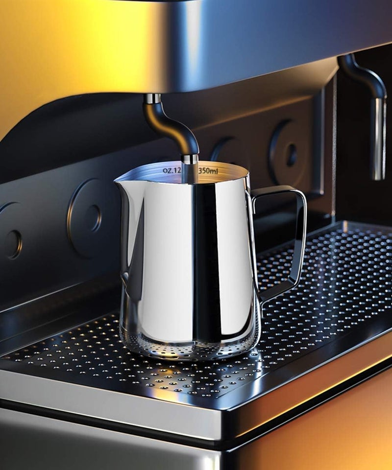 DEEMTON Milk Frothing Pitcher,Stainless Steel Art Creamer Cup,Milk Frother Steamer Cup Stainless Steel Coffee,Coffee Steaming Pitcher 12oz/350ml - Image 3
