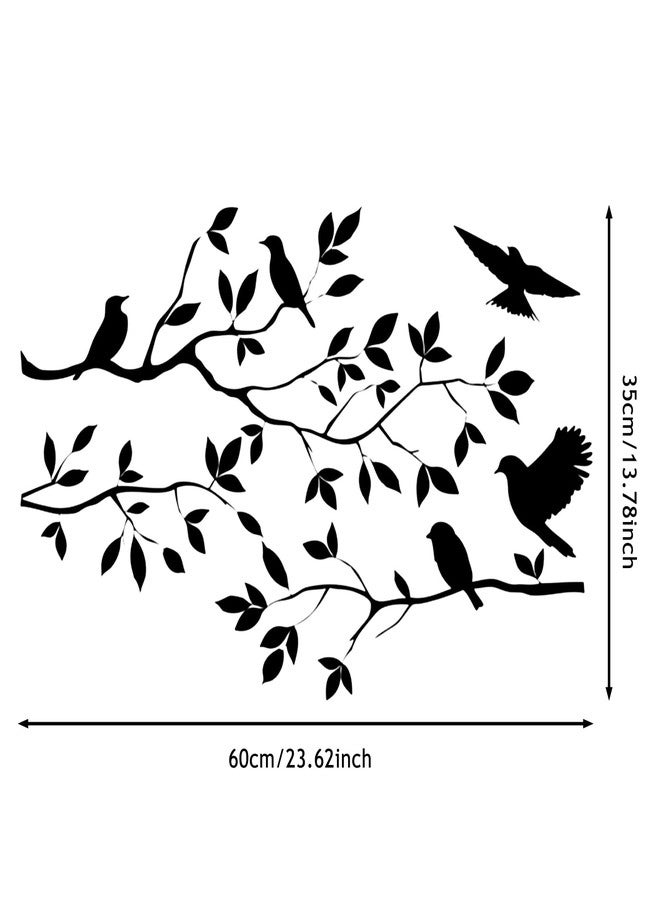 CUGBO Bird Tree Branch Wall Sticker Decal Black Vinyl Wall Art Decor Peel and Stick Living Room Home Decoration - Image 2