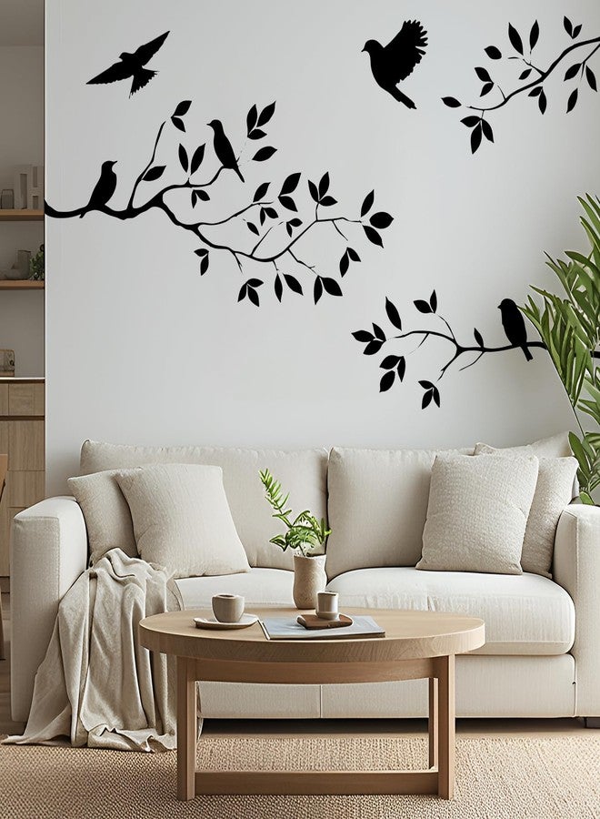 CUGBO Bird Tree Branch Wall Sticker Decal Black Vinyl Wall Art Decor Peel and Stick Living Room Home Decoration - Image 3