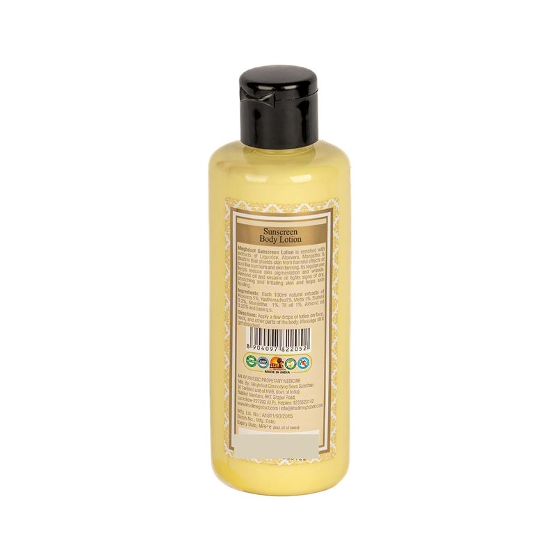 KHADI MEGHDOOT Khadi Meghdoot Sunscreen Body Lotion Intense Hydration with Sunburn Protection Enriched With Extracts of Aloe vera  Manjistha for Pigmentation and Dry Skin Soft and Glowing Skin 210ml Pack of 1  - Image 4