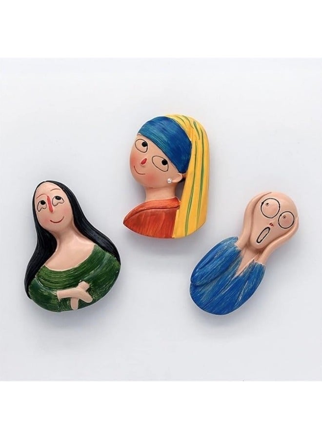 Cartoon Character 3d Fridge Magnets Refrigerator Stickers Mona Lisa Girl Pearl Earrings Stickers Home Decoration DUO ER  - Image 1