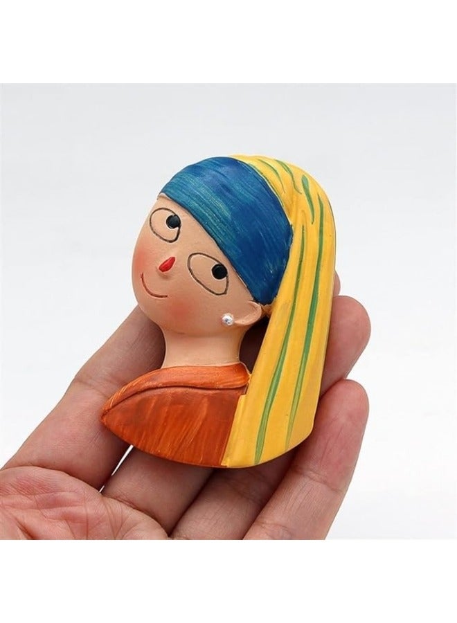 Cartoon Character 3d Fridge Magnets Refrigerator Stickers Mona Lisa Girl Pearl Earrings Stickers Home Decoration DUO ER  - Image 2