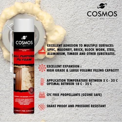 Cosmos Paints Mro - All Purpose Polyurethane Foam | Pu Foam Spray (Off-White Color, 750 Ml) - Image 3