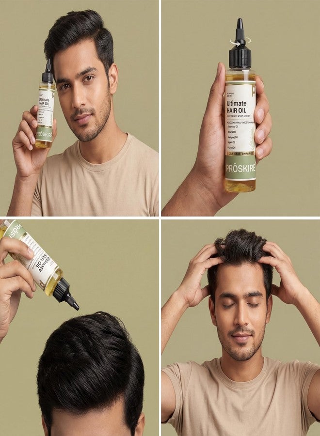 Proskire Ultimate Hair Growth Oil | Lightweight Non-Greasy Hair Growth Oil with Rosemary, Batana & Bhringraj | Reduces Hair Fall & Boosts Hair Density - 100ml - Image 4