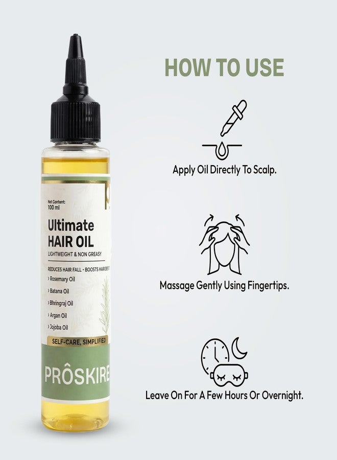 Proskire Ultimate Hair Growth Oil | Lightweight Non-Greasy Hair Growth Oil with Rosemary, Batana & Bhringraj | Reduces Hair Fall & Boosts Hair Density - 100ml - Image 3