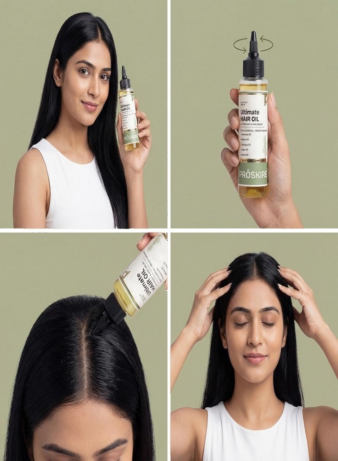 Proskire Ultimate Hair Growth Oil | Lightweight Non-Greasy Hair Growth Oil with Rosemary, Batana & Bhringraj | Reduces Hair Fall & Boosts Hair Density - 100ml - Image 5
