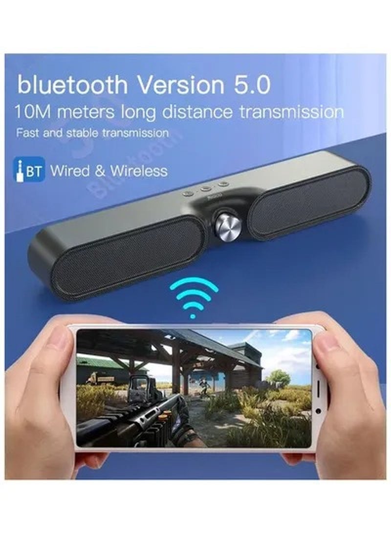 Yesido YSW-05 DUAL HORNS BLUETOOTH 5.0 HIFI BASS STEREO SURROUND WIRELESS HANDSFREE SPEAKER SOUNDBAR WITH MIC - Image 4