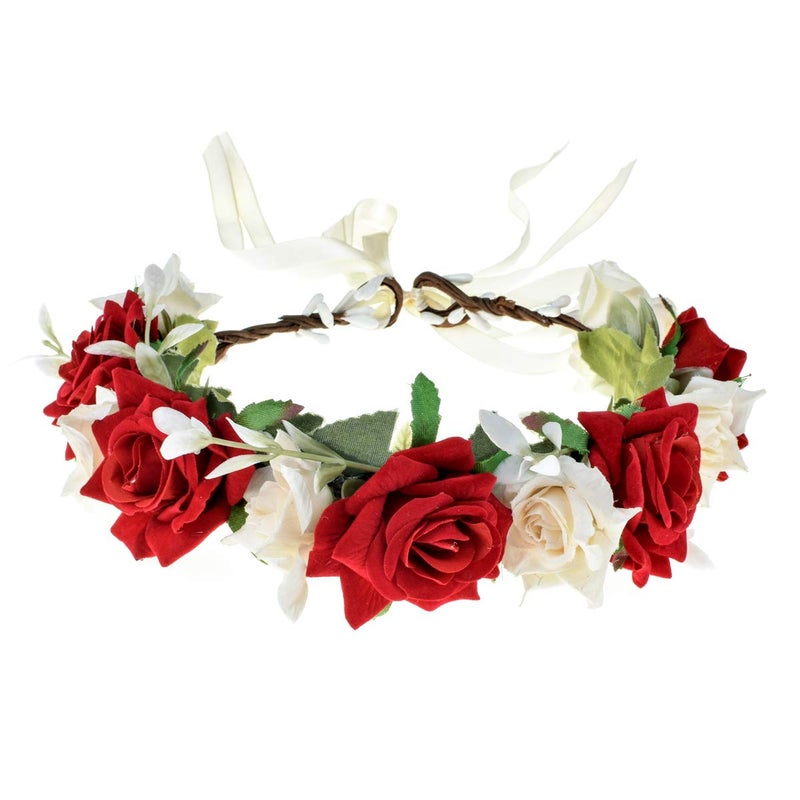Love Sweety Rose Flower Headband Floral Crown Garland Halo Rose Red White