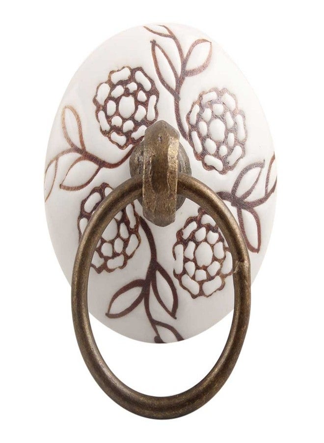 Indian-Shelf 4 Pack Brown Flower Ceramic Drawer Knobs for Kitchen Cabinet Hardware Door Decorative Dresser Pulls Premium Vintage - Image 2