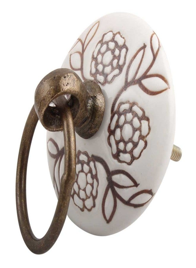 Indian-Shelf 4 Pack Brown Flower Ceramic Drawer Knobs for Kitchen Cabinet Hardware Door Decorative Dresser Pulls Premium Vintage - Image 1