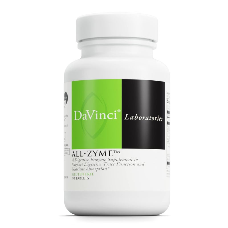Davinci مكمل غذائي DAVINCI Labs AllZyme لدعم وظيفة الجهاز الهضمي وامتصاص العناصر الغذائية مع الكالسيوم والبيبسين والبروميلين والباباين والبنكرياتين والمزيد خالي من الغلوتين 90 قرص