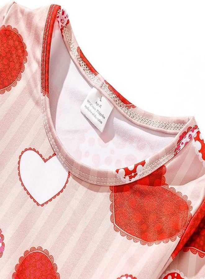 DACSOIT Valentines Toddler Girl Dress Love Hearts Print Ruffle Bottom Long Sleeve Casual Dress 3-8Y, #398 Love, 7-8 Years - Image 3