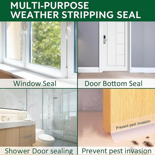 Binazon 49 Feet Silicone Weather Stripping Door Seal, Draft Seal Tape for Doors, Draft Seal Insulation Tape Strip, Under Door Seal Strip for Window and Door Bottom 3 Rolls Total 49ft (Width 35mm) - Image 4