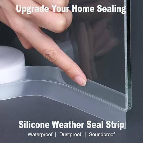 Binazon 49 Feet Silicone Weather Stripping Door Seal, Draft Seal Tape for Doors, Draft Seal Insulation Tape Strip, Under Door Seal Strip for Window and Door Bottom 3 Rolls Total 49ft (Width 35mm) - Image 2