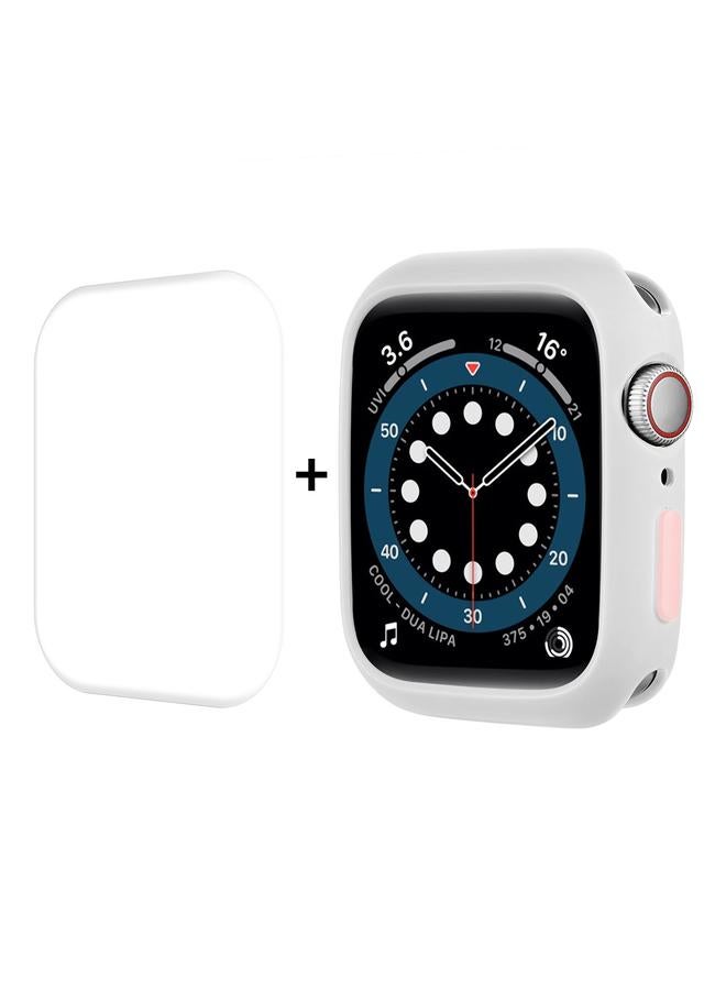 إيروريكس جراب TPU + واقي شاشة كامل التغطية للحيوانات الأليفة لساعة Apple Watch Series 8 / 7 45 مم (أبيض) - Image 1