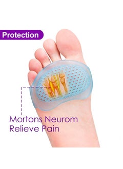 KASTWAVE Ball of Foot Cushions, Metatarsal Pads Soft Gel Ball of Foot Pads Mortons Neuroma Callus Metatarsal Foot Pain Relief (2 Pairs)  - Image 2