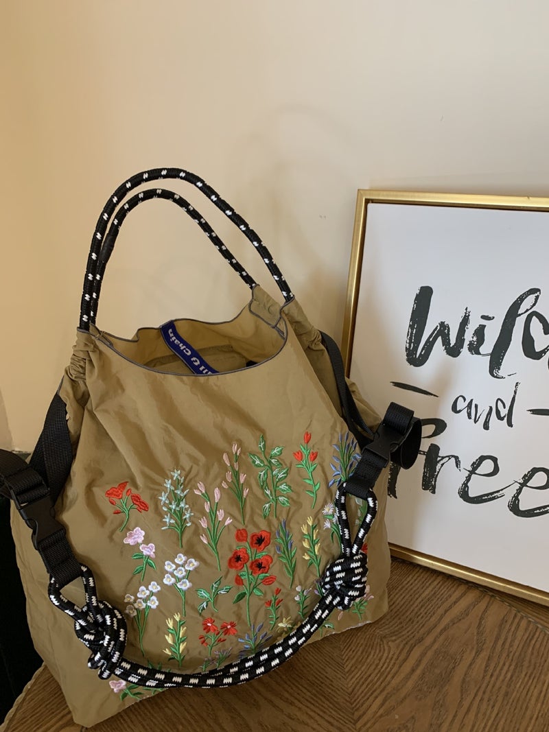 New Korean Style Online Red Sun Style Niche Embroidered Shopping Bag Nylon Handbag Student Shoulder Bag Environmental Protection Lunch Bag - Image 3