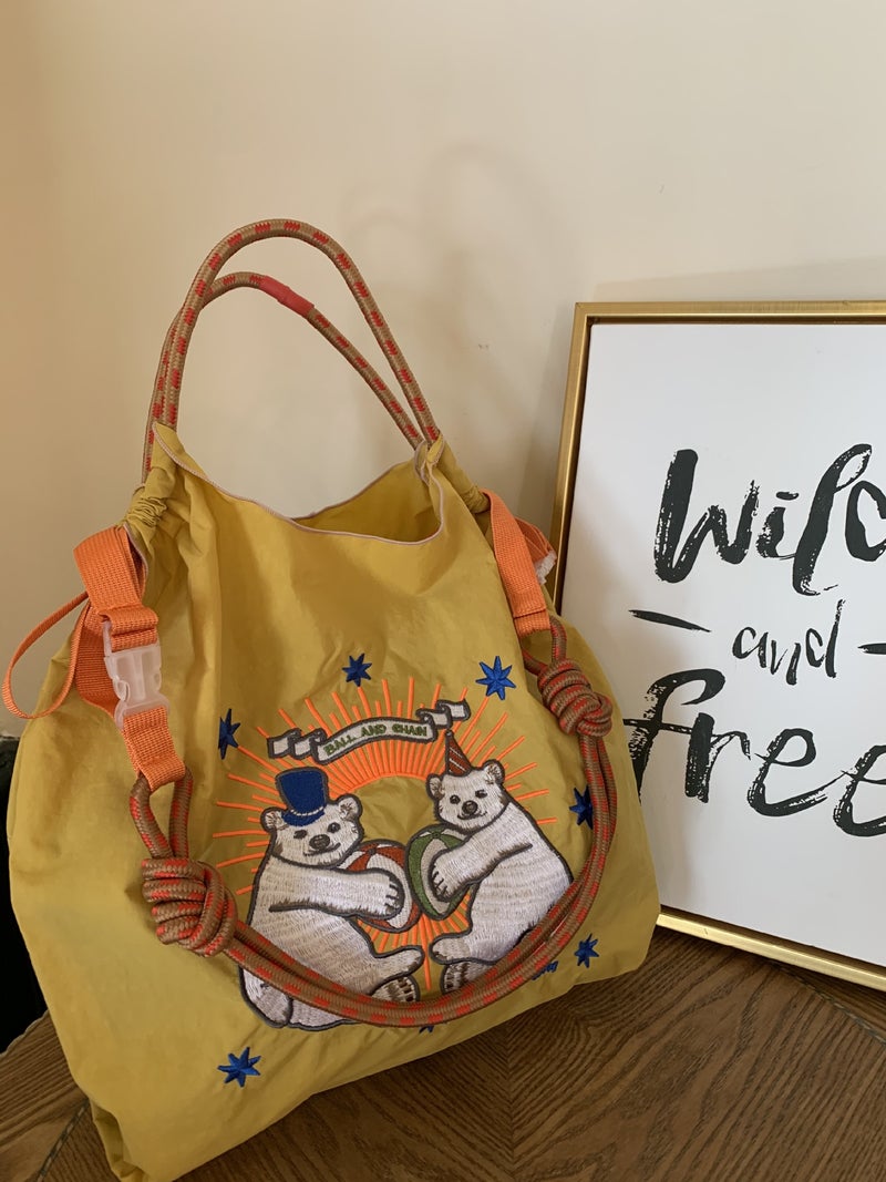 New Korean Style Online Red Sun Style Niche Embroidered Shopping Bag Nylon Handbag Student Shoulder Bag Environmental Protection Lunch Bag - Image 1