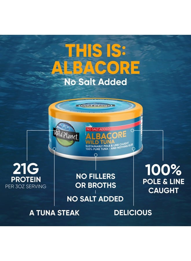 Wild Planet Albacore Wild Tuna, No Salt Added, Canned Tuna, Pole & Line Caught, 5 oz, Pack of 4, Packaging May Vary - Image 2