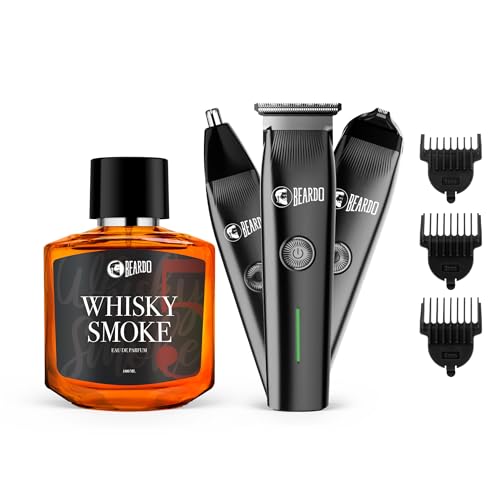 Beardo Ape-X Prime 3-in-1 Trimmer + Whisky Smoke Mens Perfume | Beard, Nose, Precision Trimmer with Type-C Charging + Long-Lasting Oudh Scent | Gift for Men, Husband, Boyfriend - Image 1