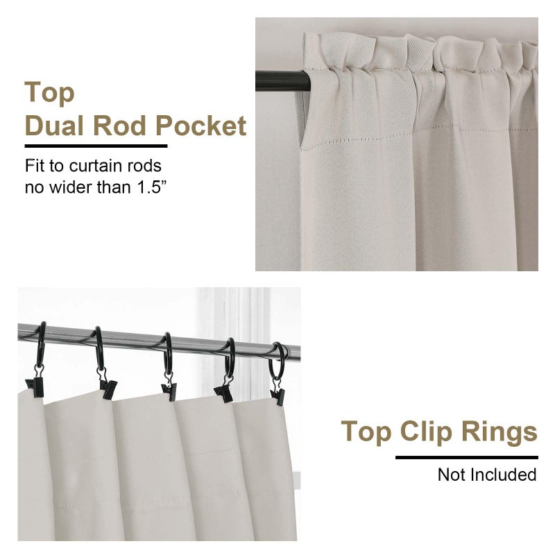 OVZME Natural Room Darkening Curtains for Bedroom 54 Inches Long 2 Panels, Thermal Insulated Energy Saving Blackout Curtains for Living Room, Dual Rod Pocket Blackout Drapes, 2x40Wx54L Inches - Image 3
