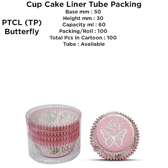 PUSHTI TUSHTI Pusti Tushti Paper Cup Cake Liner Tube Packing Round Shape Oven Microwave Safe Cups Multicolor 50 x 30 mm 2 Design Combo Set 100 Pieces Each CMB14 - Image 2