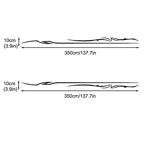 Leasinder 2Pcs 137.7'' Universal Stripe Graphics Car Auto Body Side Sticker Stripes Racing Sports Self-Adhesive Side Strip Decal Decoration Accessories for Truck SUV Off-Road Vehicles (Line Black) - Image 2